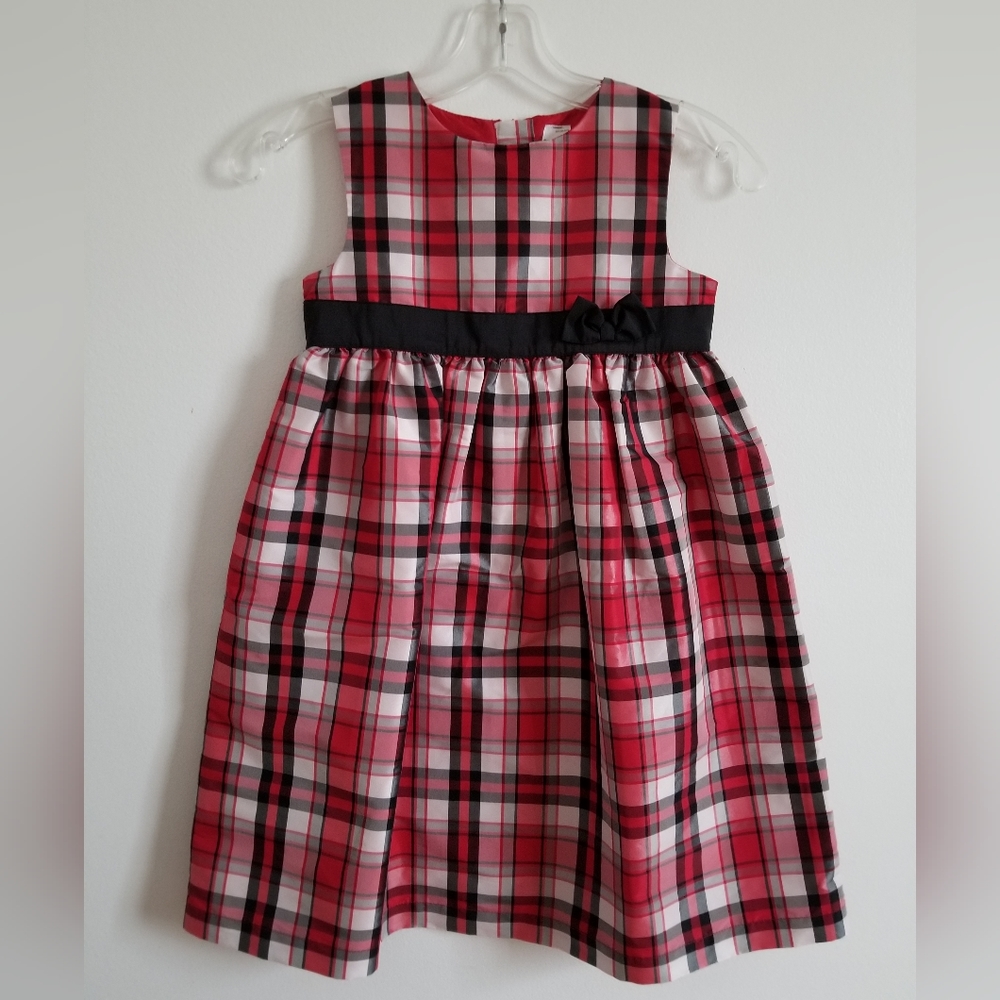 New kids plaid sateen dress size 6X